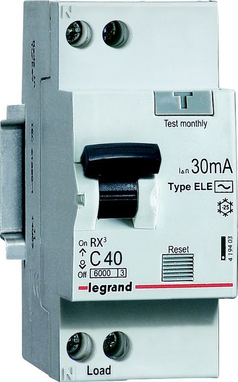 Фото Диференціальні автоматичні вимикачі двополюсні (1+N) Legrand RX3 тип С